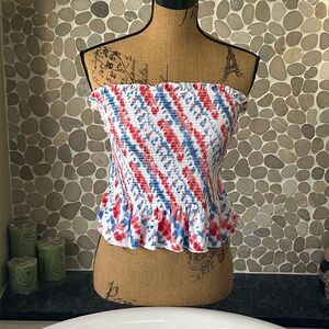 Red white and blue tie-dye tube top – 11 to 13